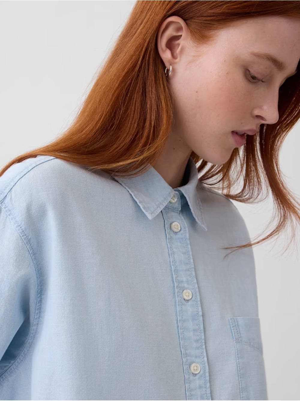 GAP light blue denim Big Shirt NWT women’s oversize button down shirt cotton